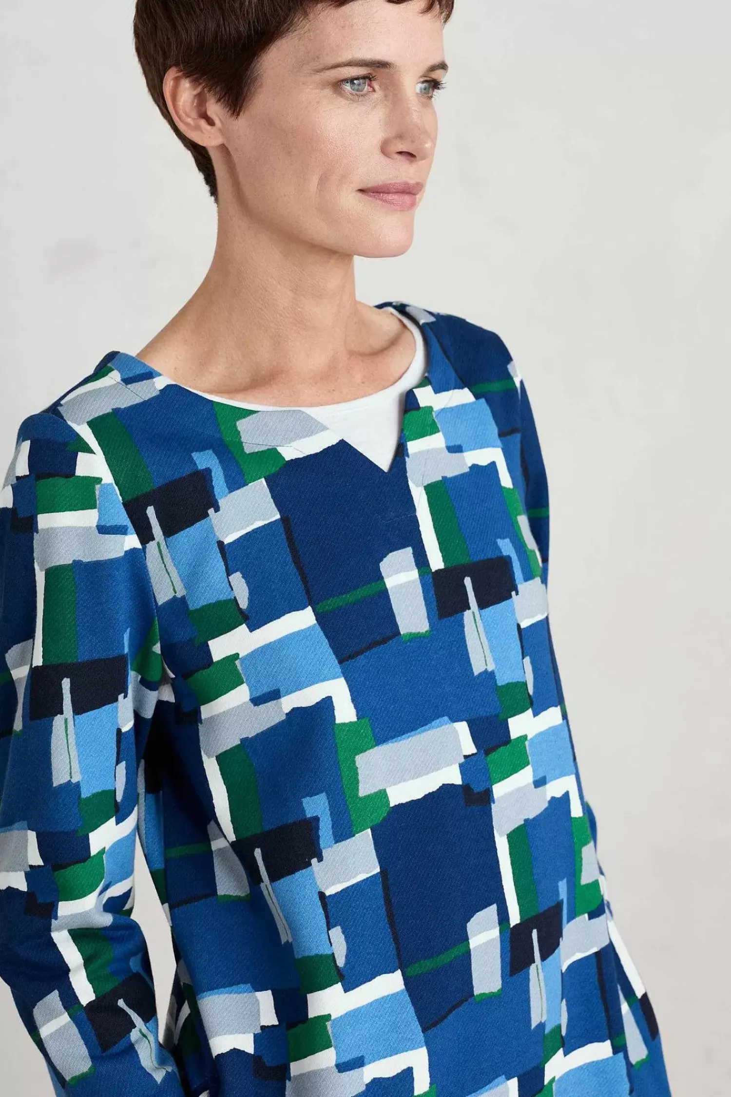 Tunics<Seasalt Cornwall Zora Sweatshirt Tunic Francis Collage Blue Jay