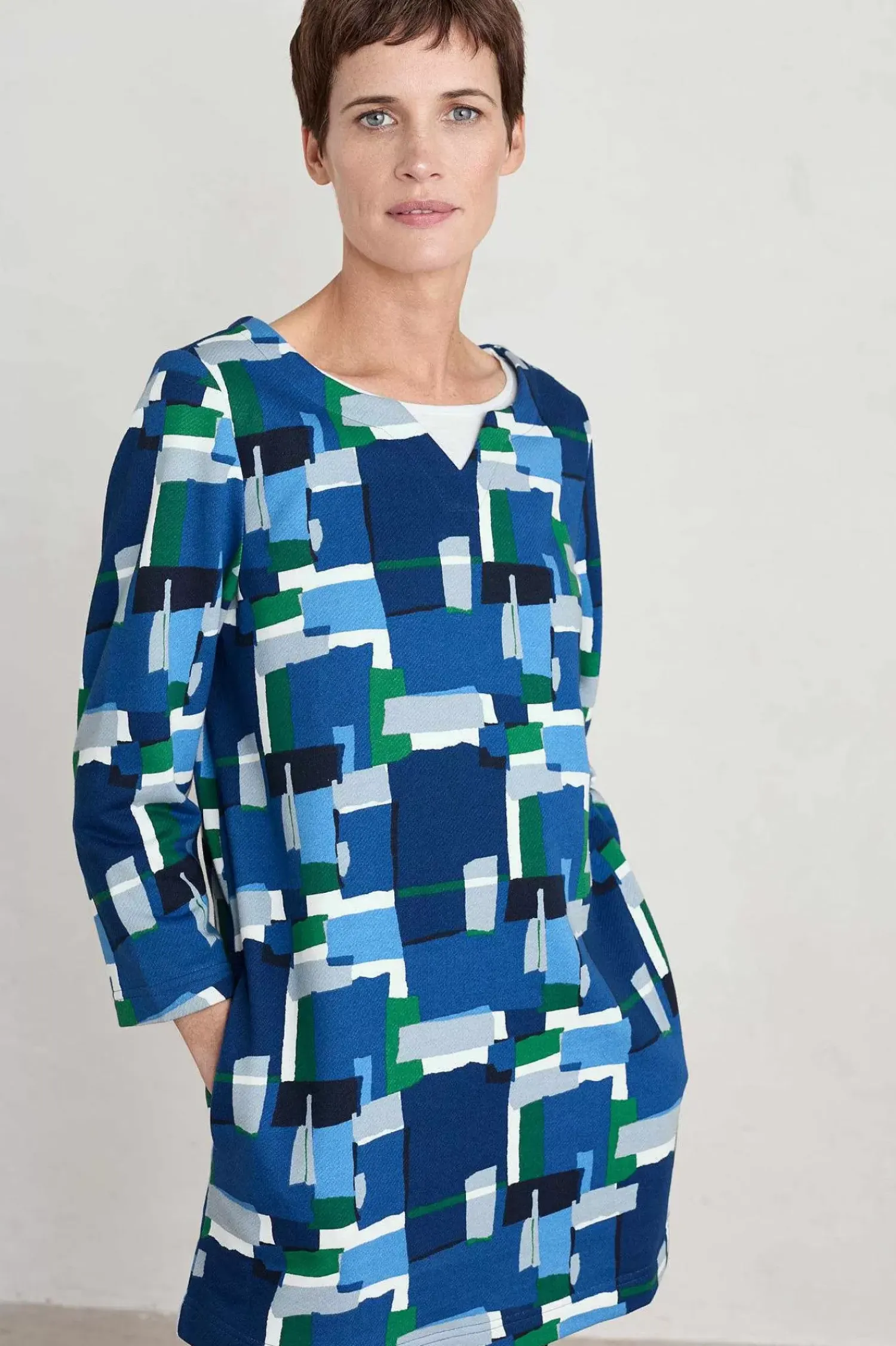Tunics<Seasalt Cornwall Zora Sweatshirt Tunic Francis Collage Blue Jay